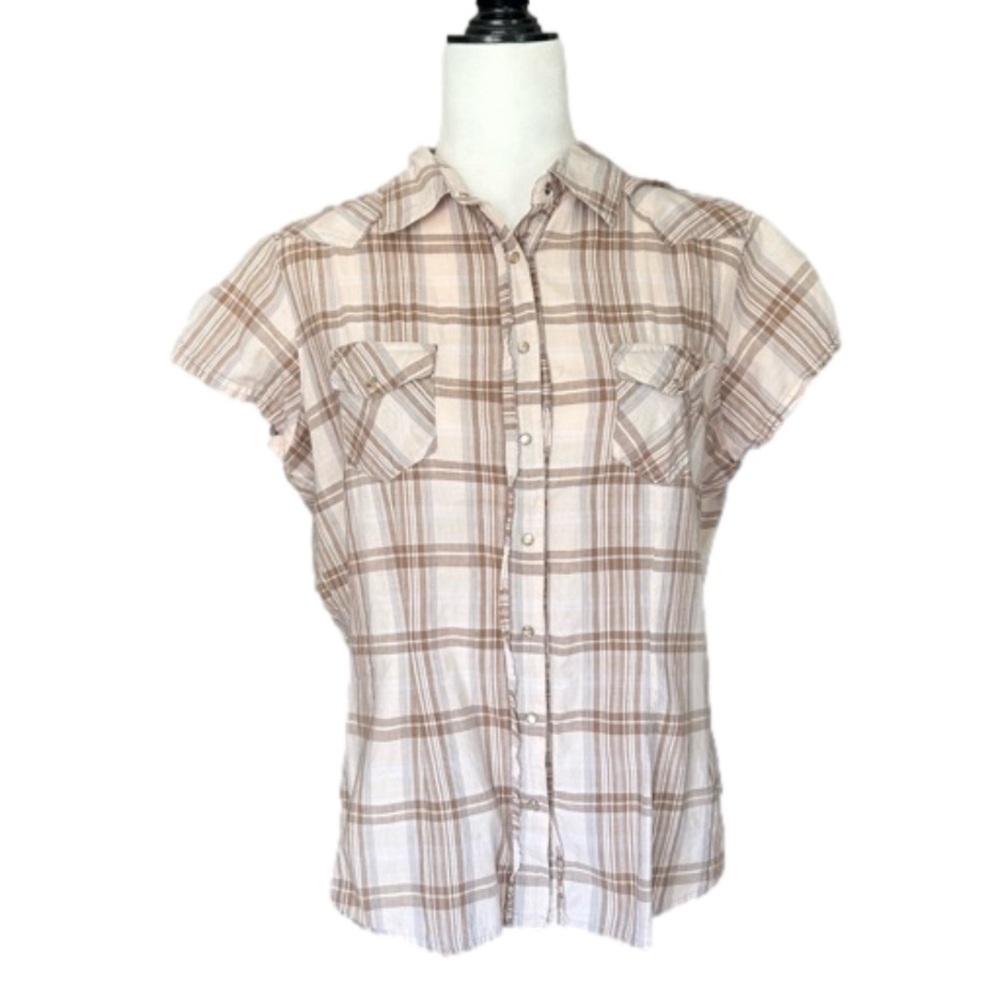 Le Chateau Size Large Western Plaid Short Sleeve